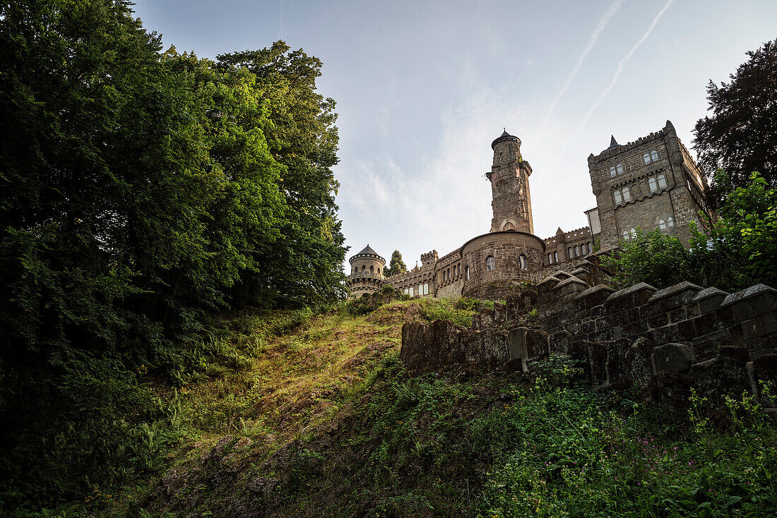 UNESCO World Heritage mountain park Wilhelmshoehe, Loewenburg Castle, Kassel, Hesse, Germany