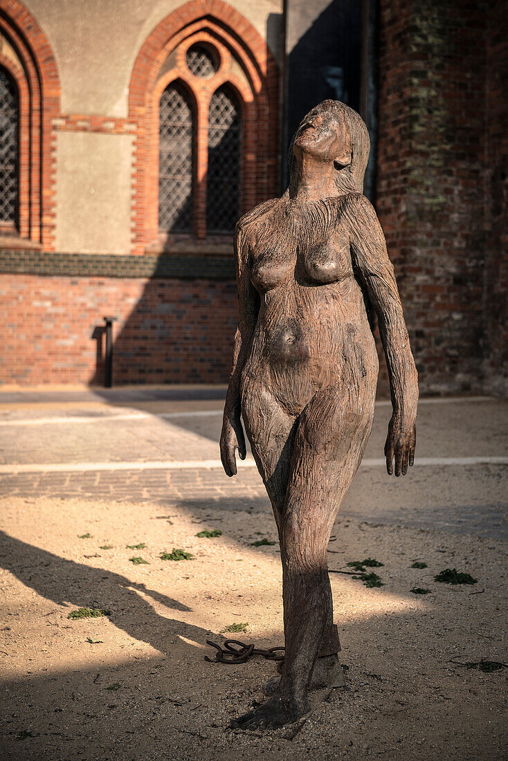 UNESCO World Heritage Hanseatic Town Luebeck, naked sculpture of woman, Schleswig-Holstein, Germany