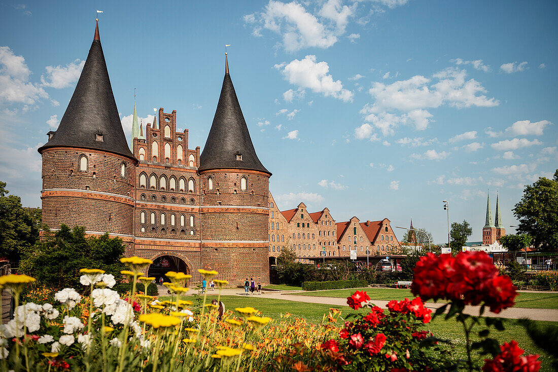 UNESCO World Heritage Hanseatic Town Luebeck, Holsten Gate, landmark of the city, Schleswig-Holstein, Germany