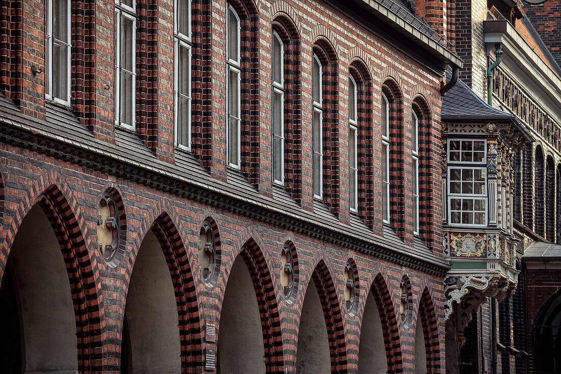 UNESCO World Heritage Hanseatic Town Luebeck, detail of Gothic Brickstone buildings, Schleswig-Holstein, Germany