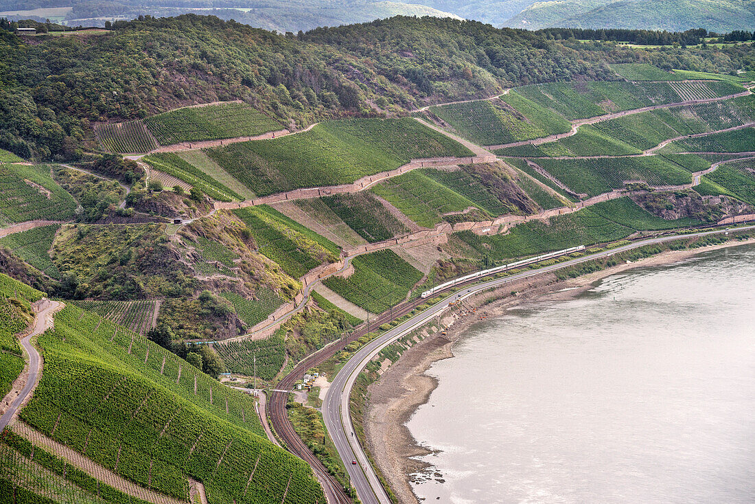 UNESCO Welterbe Oberes Mittelrheintal, Rheinschleife bei Boppard, Rhein, Rheinland-Pfalz, Deutschland