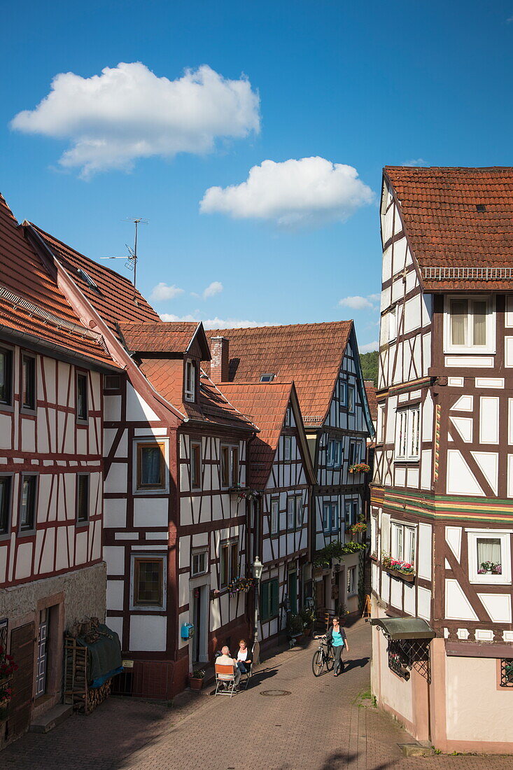 Half-timbered houses in Altstadt old town, Bad Orb, Spessart-Mainland, Hesse, Germany