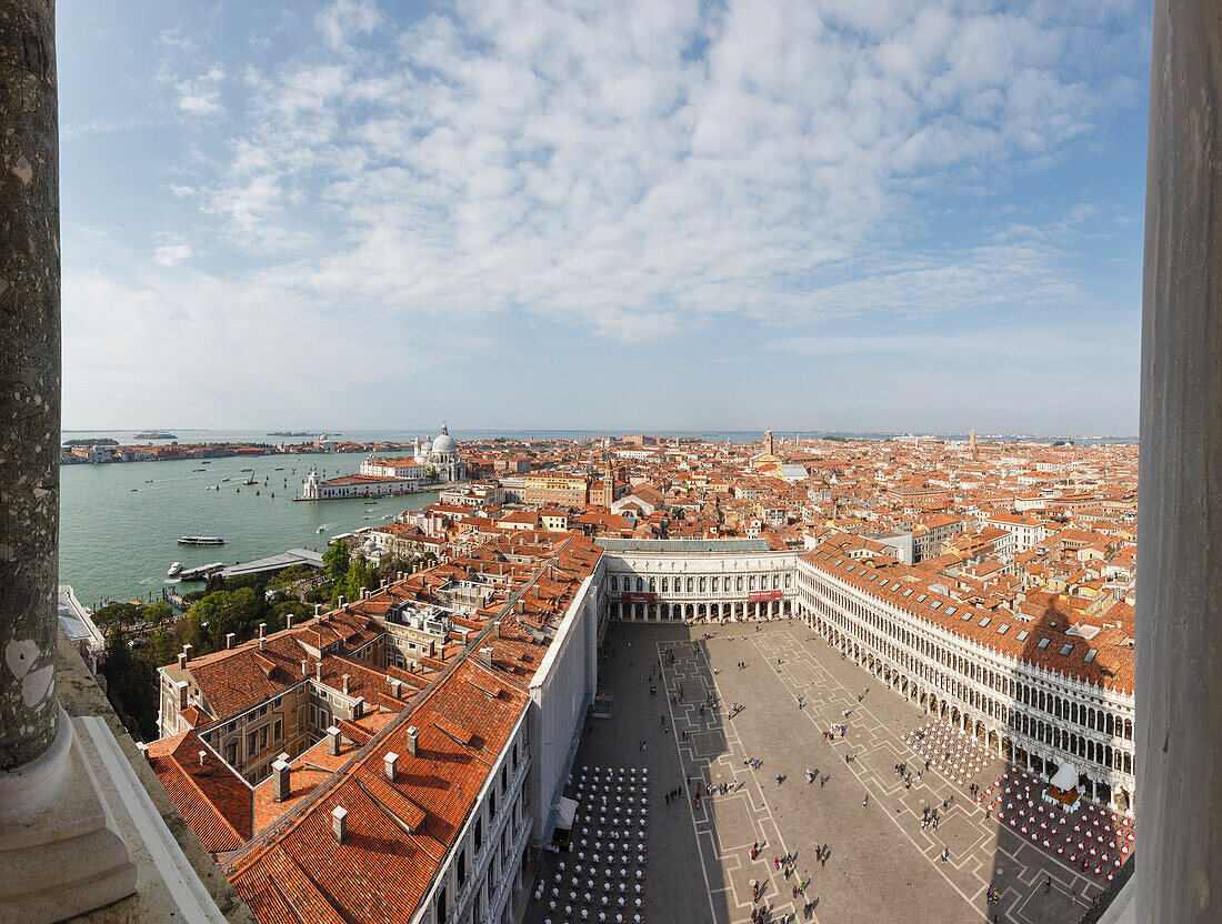 view from vom Campanile, bell tower, Piazza San Marco, St. Mark´s square, Venezia, Venice, UNESCO World Heritage Site, Veneto, Italy, Europe