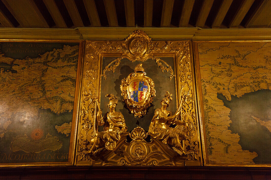 Wappen im Kartensaal, Dogenpalast, Palazzo Ducale, Venedig, UNESCO Welterbe, Weltkulturerbe, Venetien, Veneto, Italien, Europa
