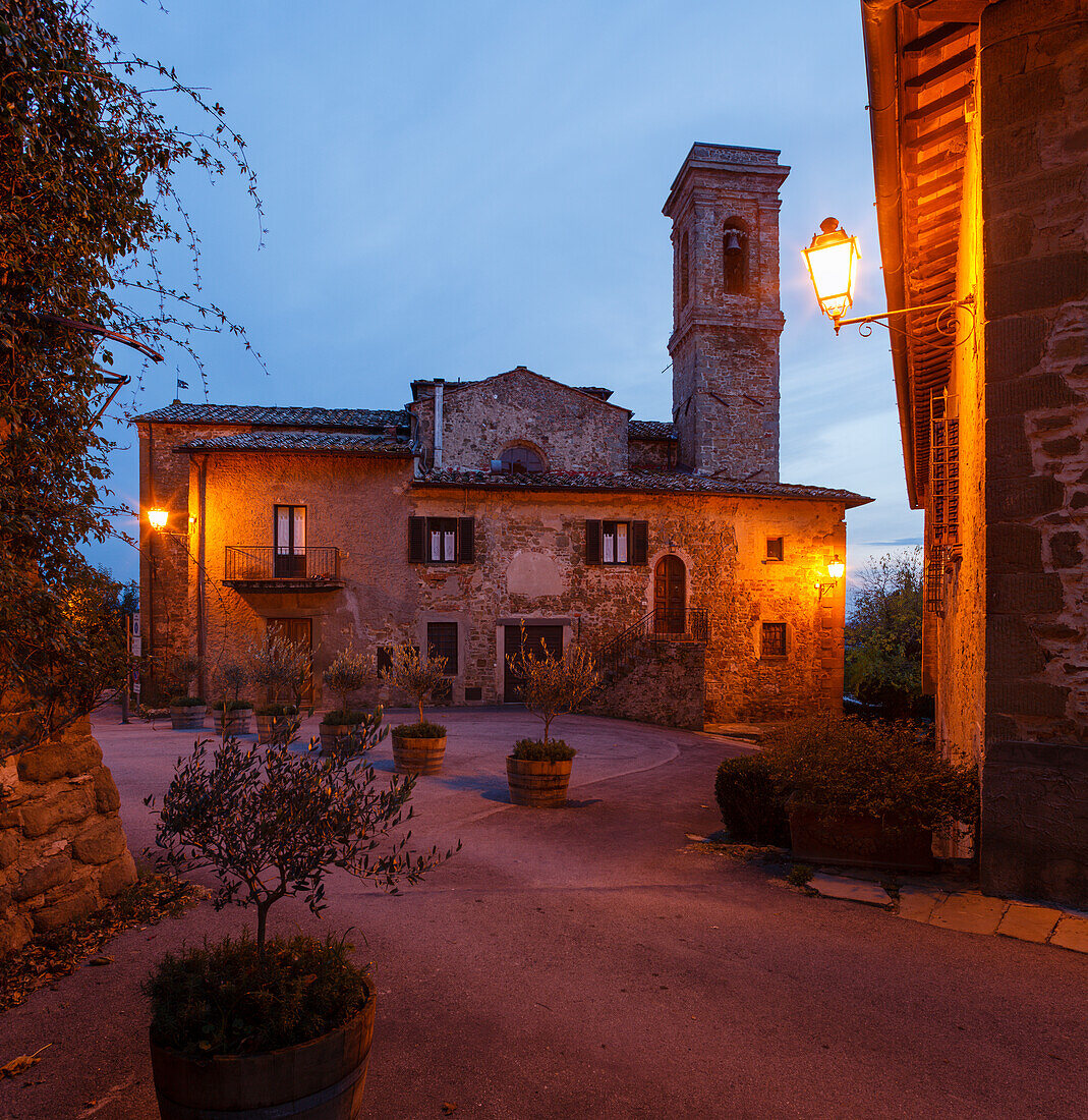 Volpaia, medieval village, church, near Radda in Chianti, Chianti, Tuscany, Italy, Europe