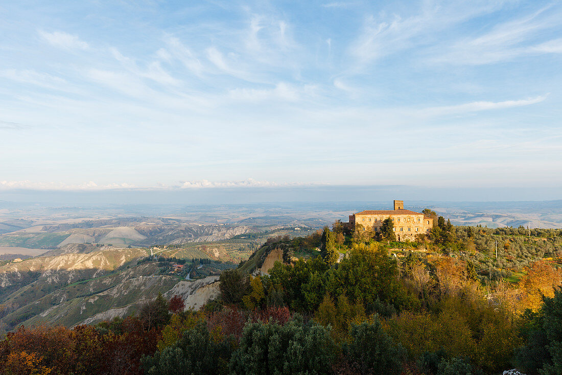 Camaldulense abbey, 12th century, at the steep slope Le Balze, Volterra, Tuscany, Italy, Europe