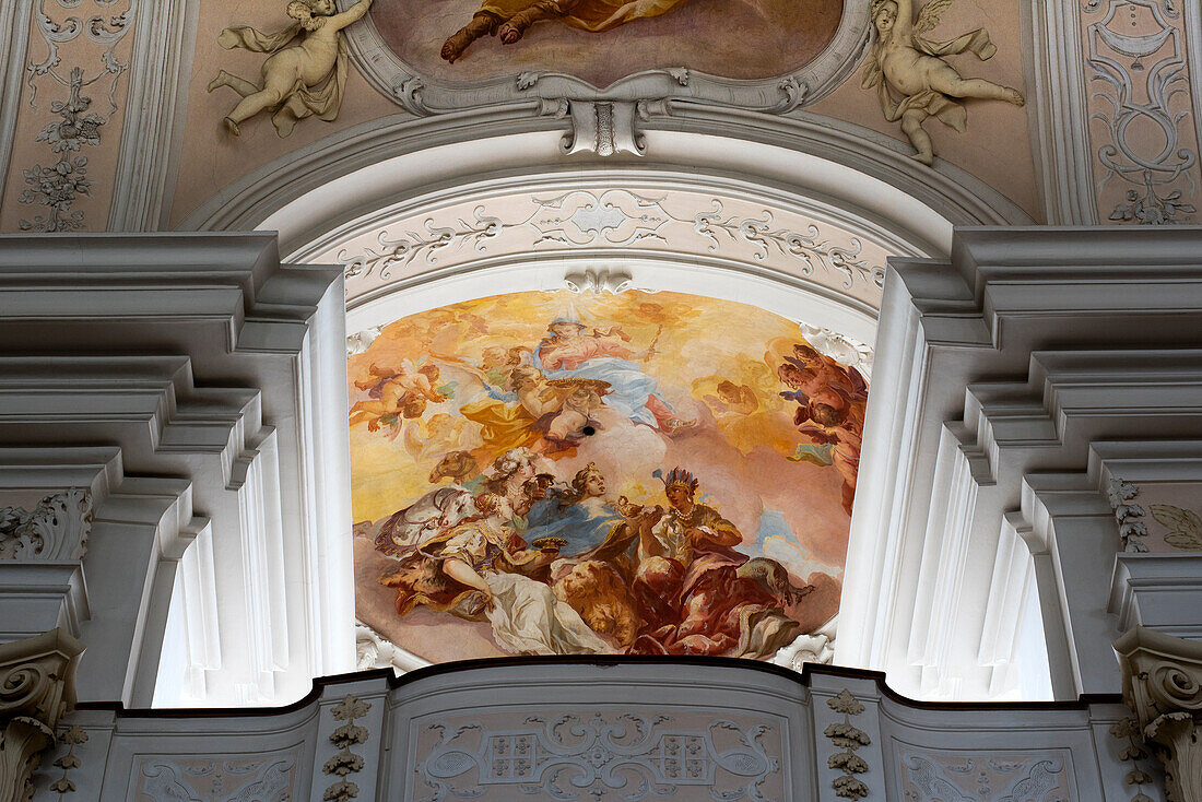 Ceiling fresco in the church of Niederaltaich Abbey in Niederaltaich, Lower Bavaria