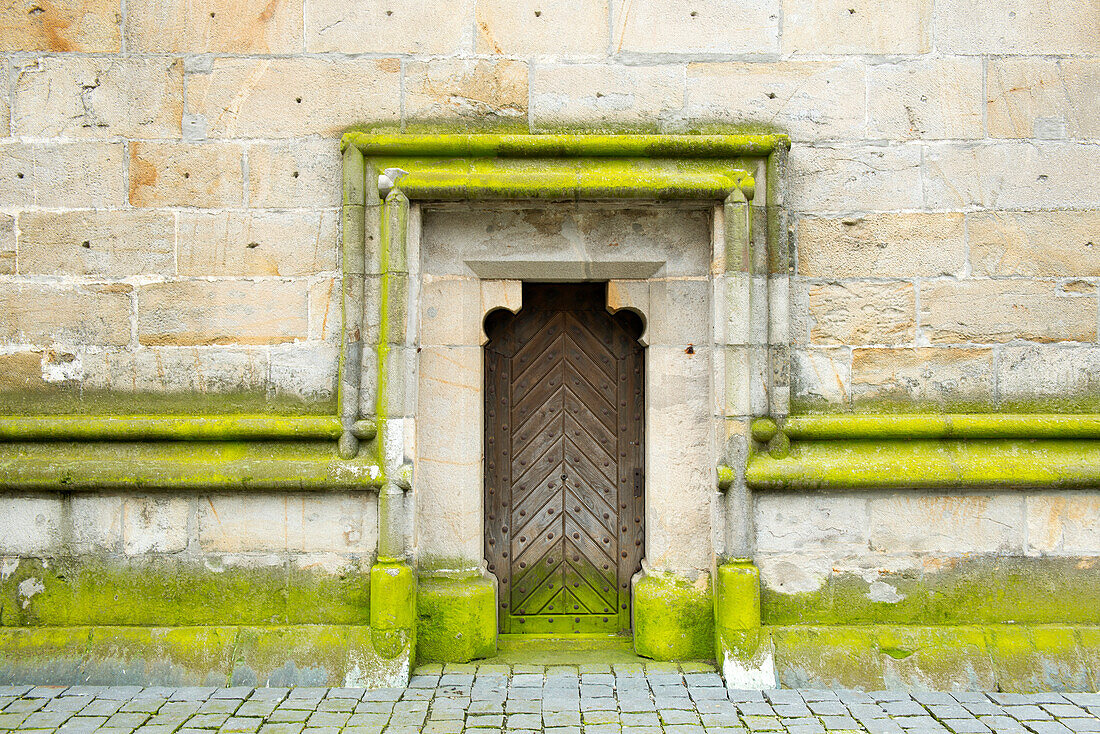 Side door of the church of Niederaltaich Abbey in Niederaltaich, Lower Bavaria