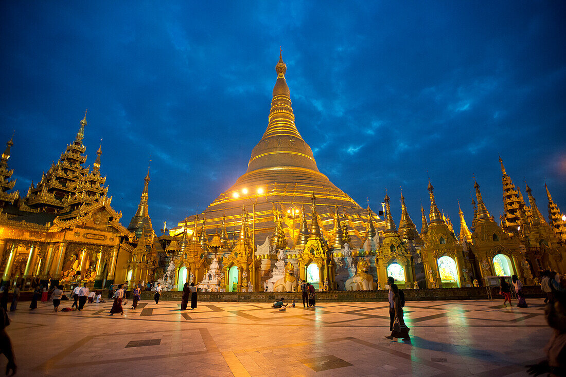 The Shwedagon Pagoda in Yangon, Myanmar