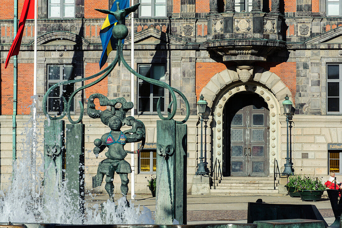 Market Square Stortorget with Town Hall, style of Dutch Neo-Renaissance, Malmo, Southern Sweden, Sweden