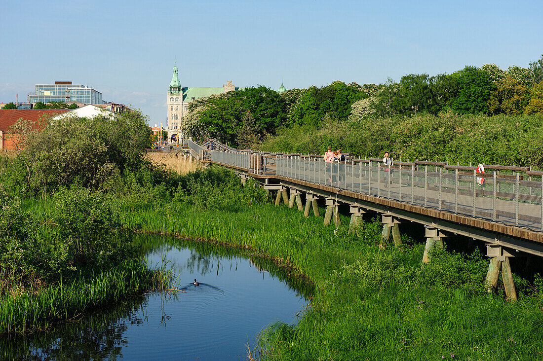 Footbridge to Naturum, Kristianstad, Skane, Southern Sweden, Sweden