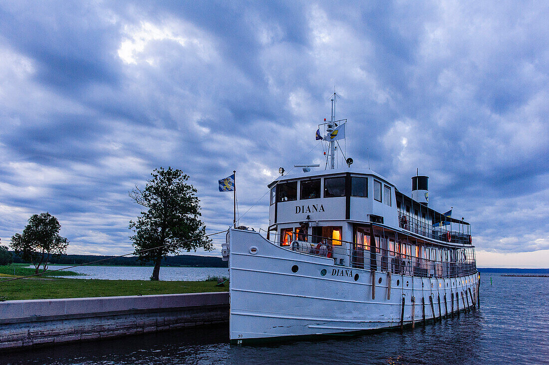 Steamship Diana on the Goetakanal between Norsholm and Soederkoeping, Sweden