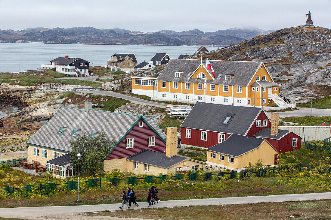 colorful wooden houses in the city of nuuk, capital of greenland