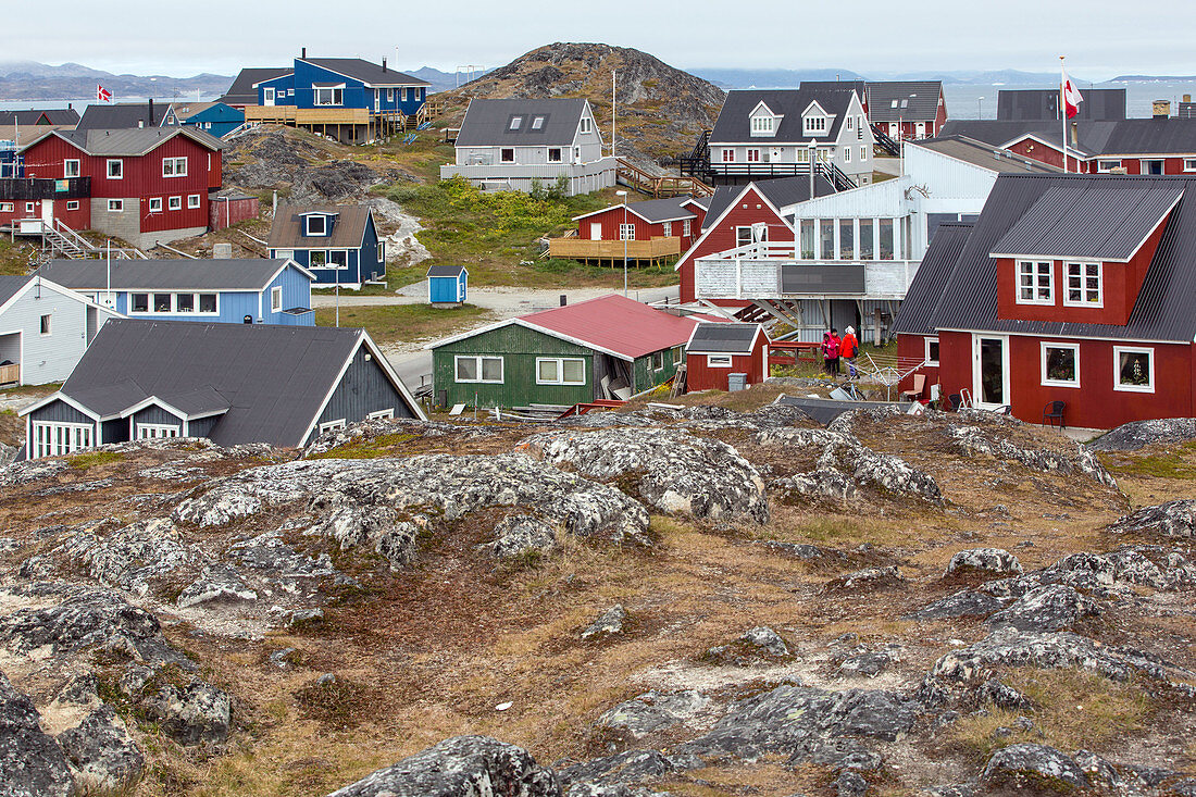 colorful wooden houses in the city of nuuk, capital of greenland