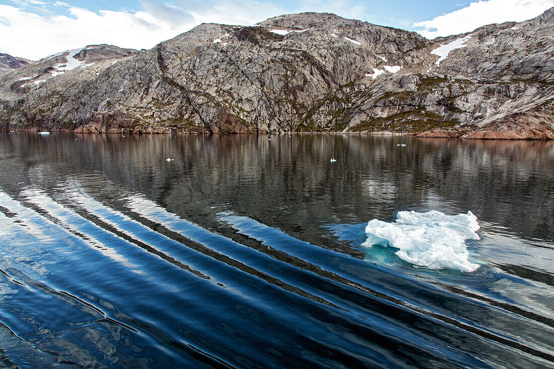 landscape on the banks of the fjord in the prince christian sound, greenland