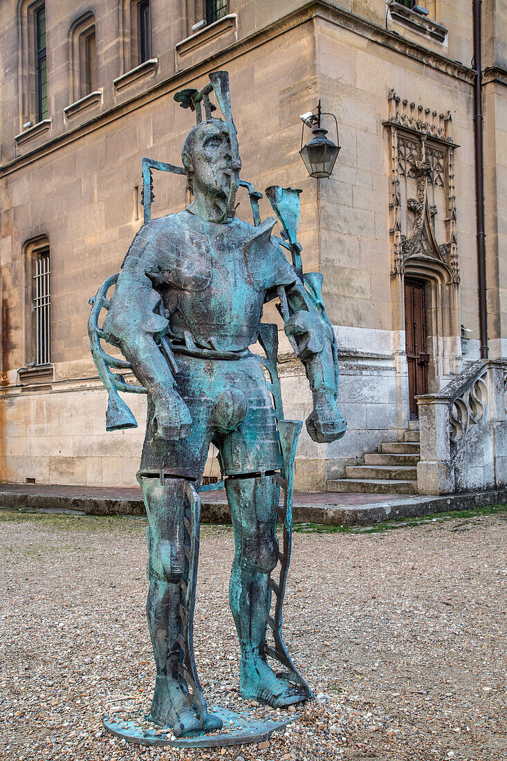 bronze statue at the entrance to the museum of art, history and archaeology, evreux (27), france