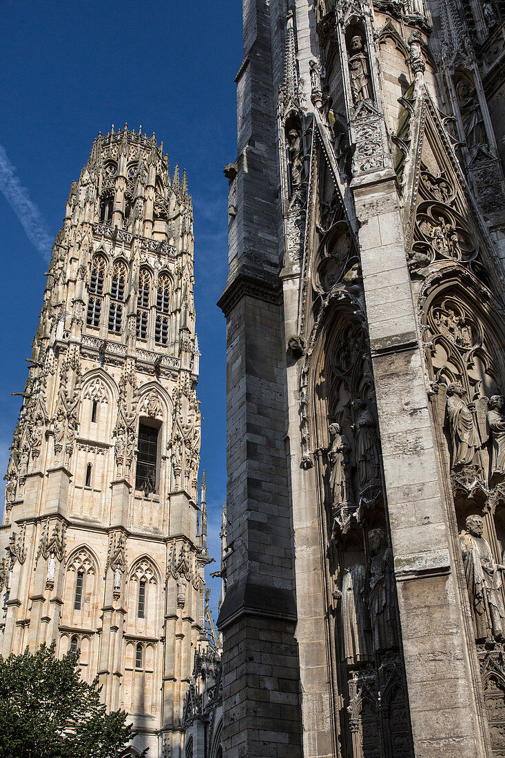 the butter tower, which inspired the tribune tower of chicago, notre-dame cathedral of rouen (76), france