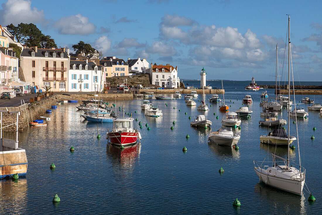 the small marina of sauzon, morbihan (56), france