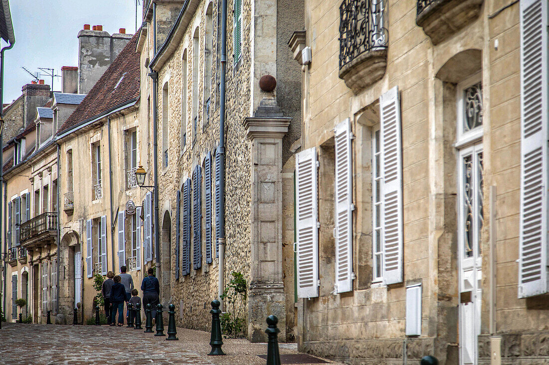 houses and private town mansions, rue du chateau, belleme (61), town in the regional park of the perche, village of character, normandy, france