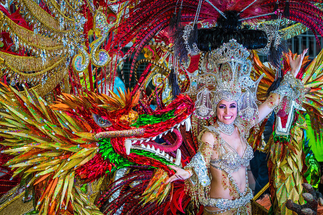 party in the street, carnival in santa cruz de tenerife, island of tenerife, canary islands, spain, europe