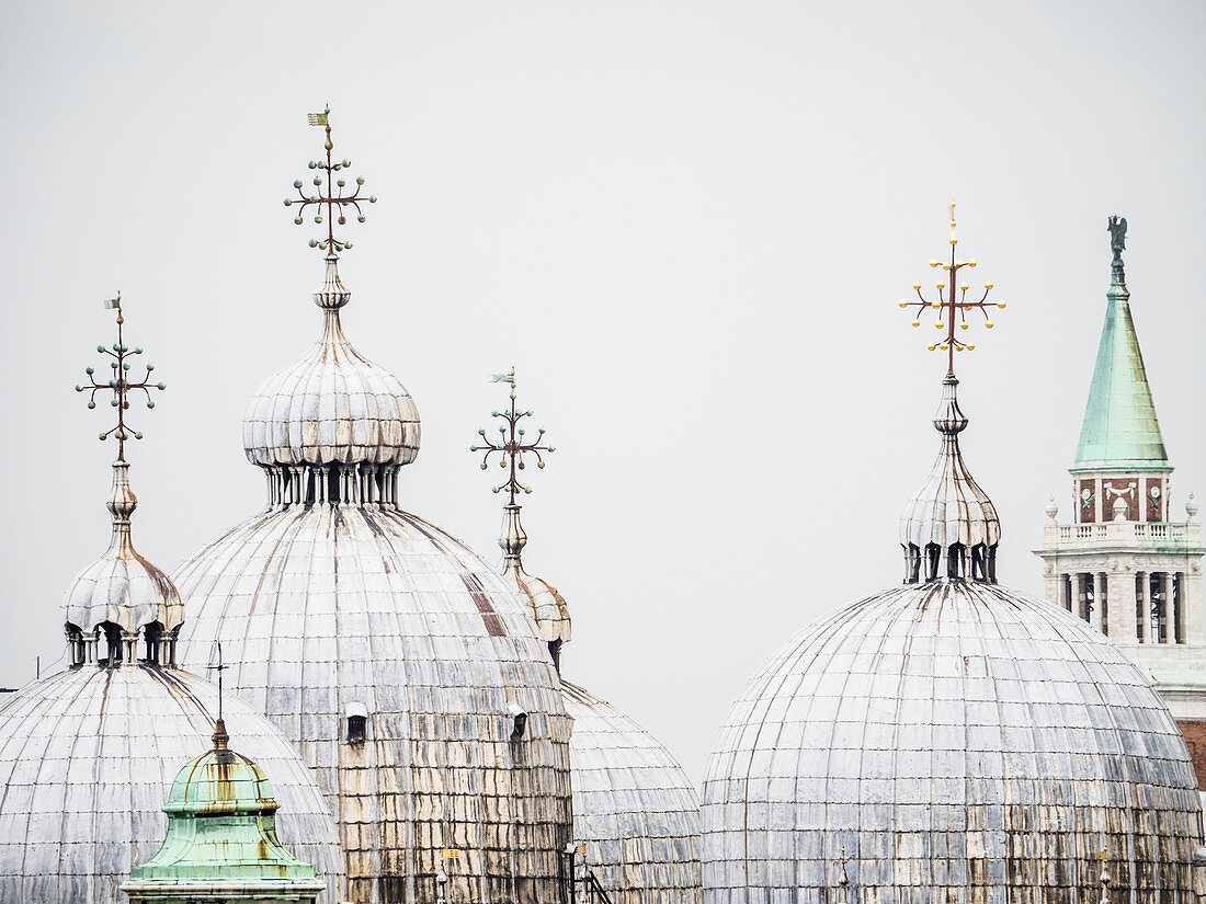 The domes of the Basilica in St. Mark's Square, Venice, UNESCO World Heritage Site, Veneto, Italy, Europe