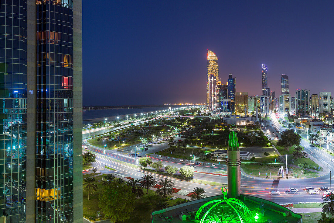 Modern city skyline, Abu Dhabi, United Arab Emirates, Middle East