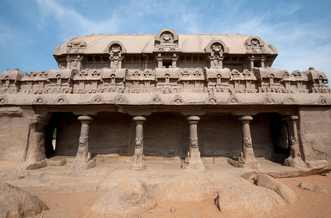 The Bhima Ratha, part of the Pancha Rathas monument complex, dating from the 7th century, Mahaballipuram, UNESCO World Heritage Site, Tamil Nadu, India, Asia