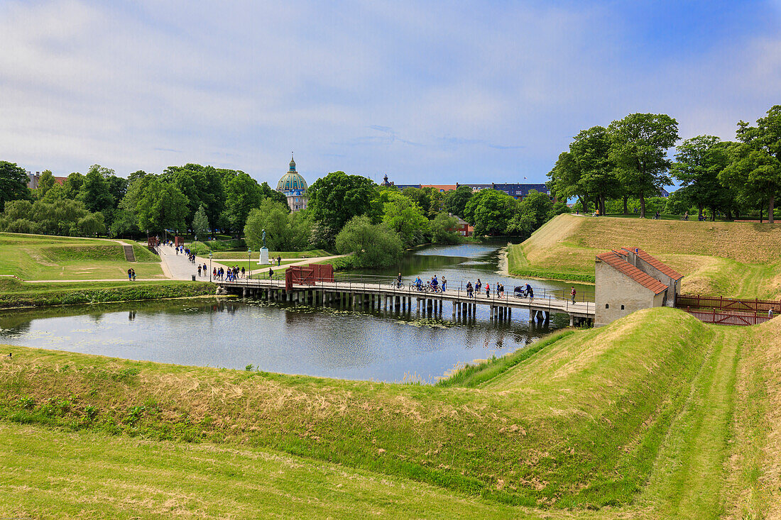 Gardens and historical buildings, The Citadel (Kastellet), Copenhagen, Denmark, Europe