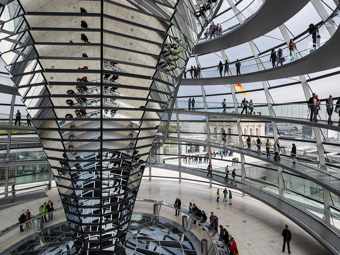 Interior of the Reichstag Dome, Berlin, Germany, Europe