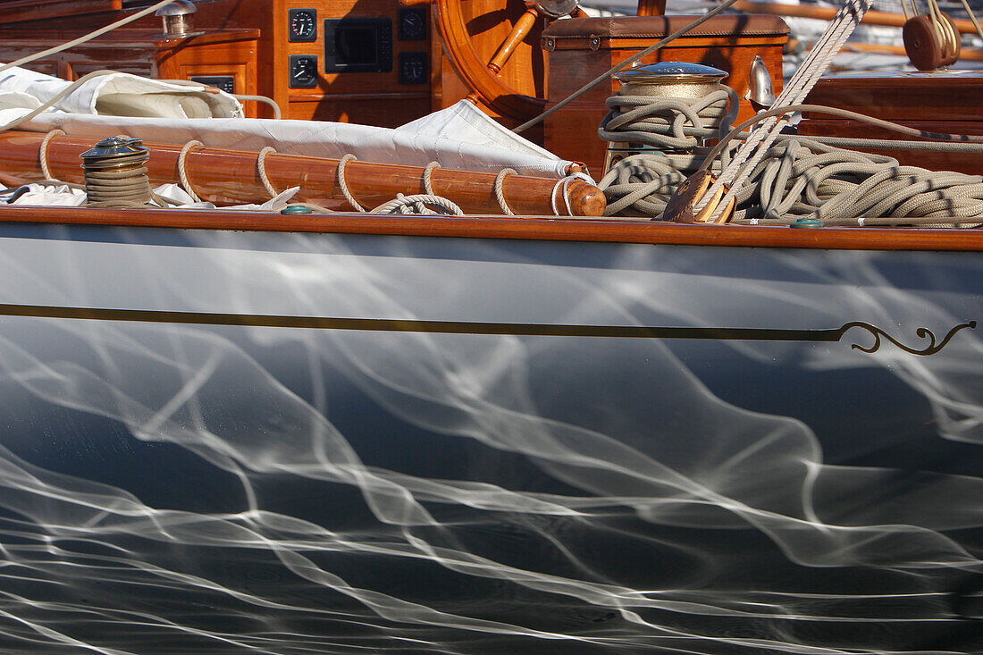 France, reflection of the sea on a hull yacht