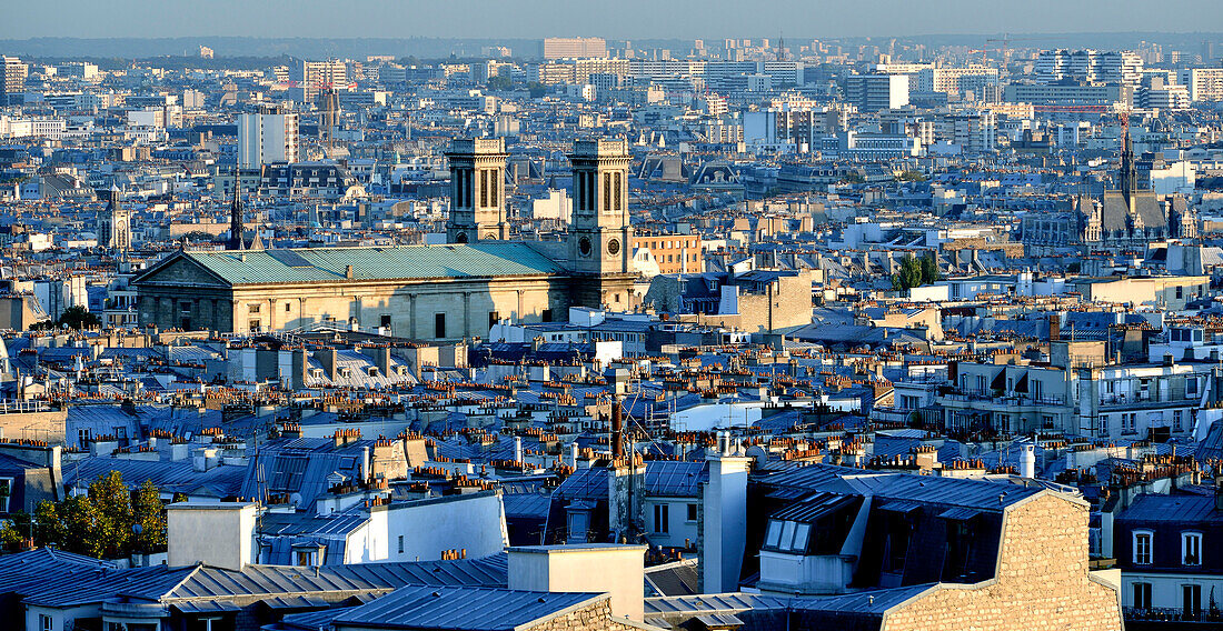 France, Paris, hill of Montmartre, panoramic view on the rooftops of Paris