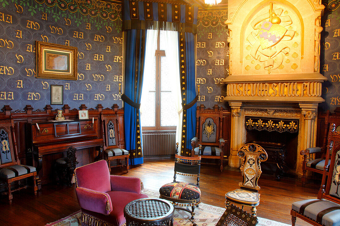 France, Aquitaine, Pyrenees Atlantiques (64), Basque country, province of Labourd, Hendaye, Abbadia castle, the living room