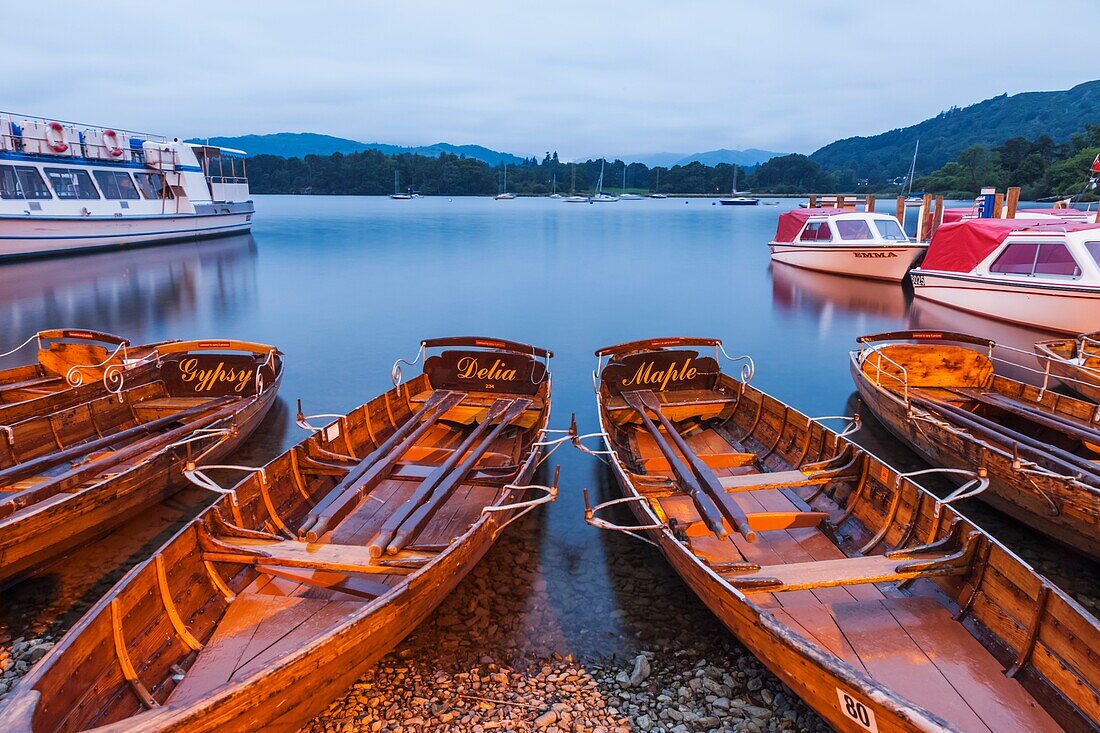 England, Cumbria, Lake District, Windermere, Ambleside, Rowing Boats