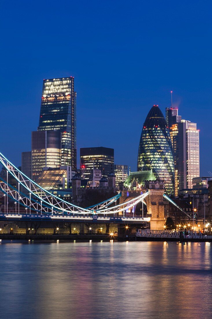 England, London, Tower Bridge and City Skyline