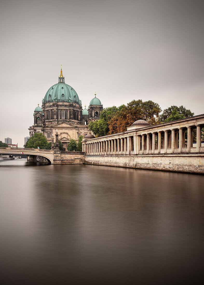 view across Spree River towards Berlin Cathedral, Berlin, Germany