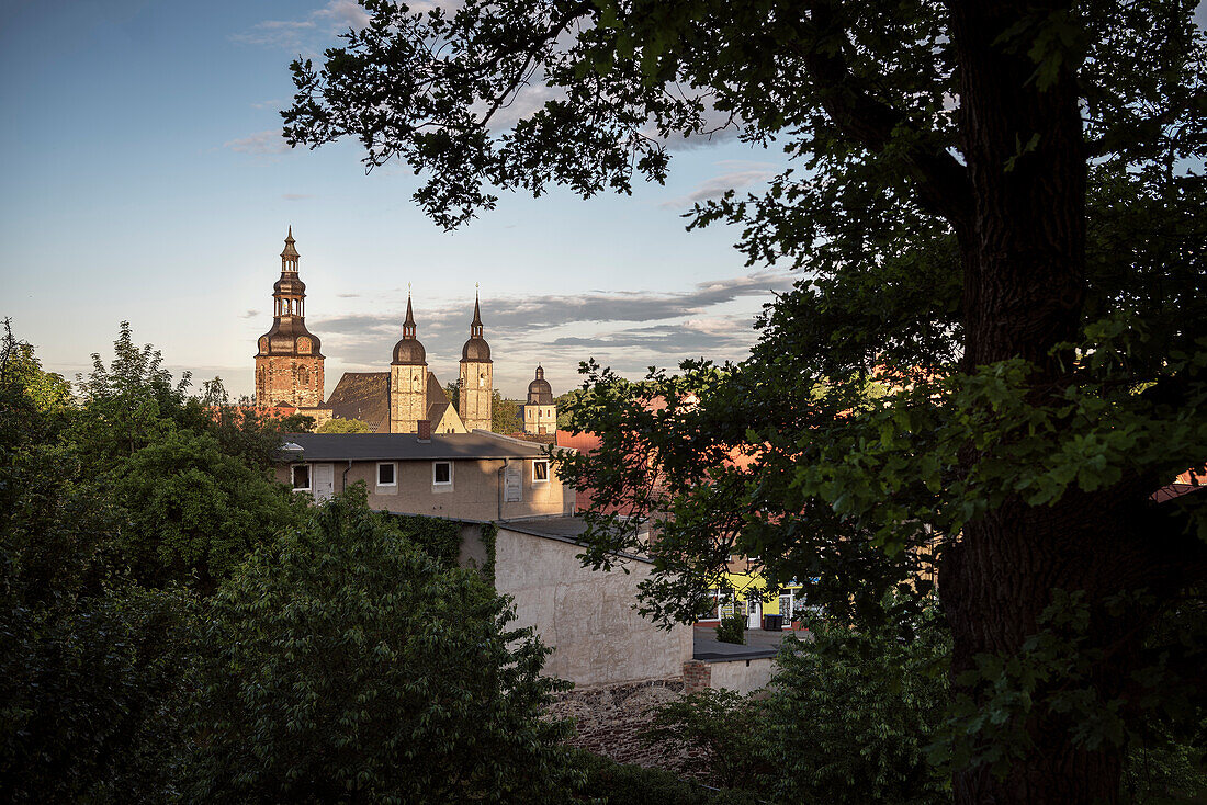 UNESCO Welterbe Lutherstädte, Blick auf Lutherstadt Eisleben und die St Andreas Kirche mit der Lutherkanzel, Sachsen-Anhalt, Deutschland