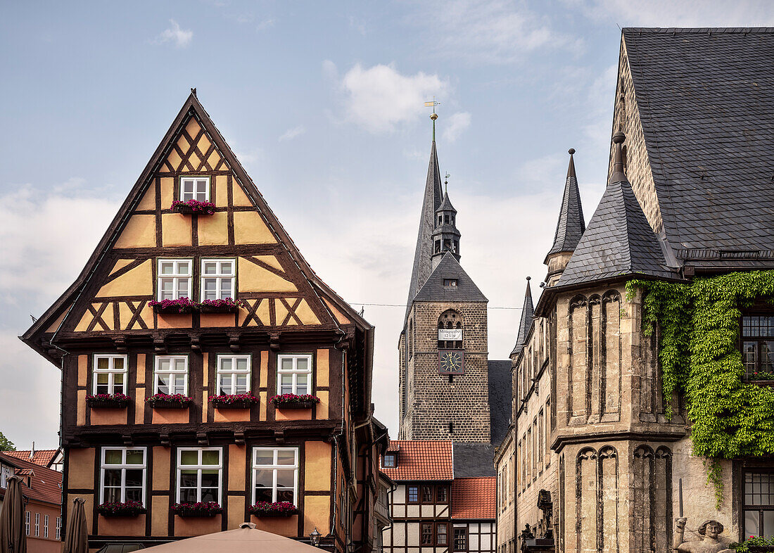 UNESCO Welterbe Fachwerkstadt Quedlinburg, Altstadt, Sachsen-Anhalt, Deutschland