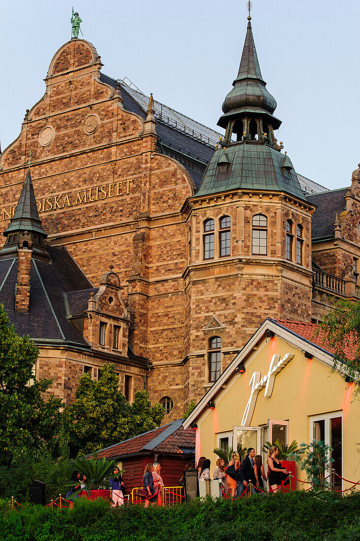 Nordisk Museum with nightlife in front of it, Stockholm, Sweden