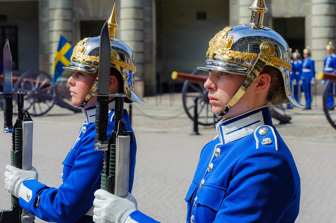 Young soldier changing the guard at the royal castle, Stockholm, Sweden