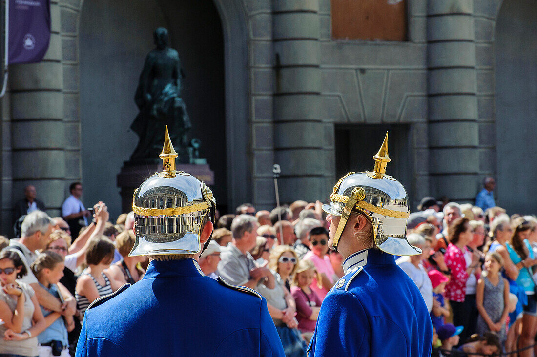 Guards before the changing of the guard at the royal castle, Stockholm, Sweden