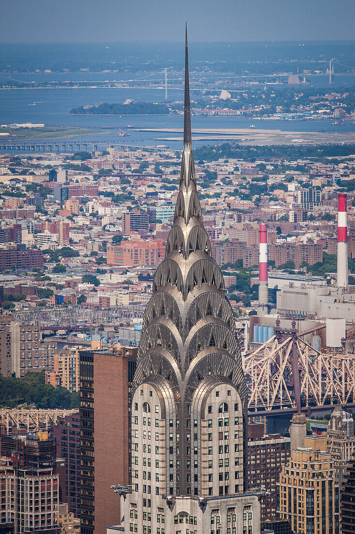 view from the observatory of the empire state building of the chrysler building's spire, midtown, manhattan, new york city, state of new york, united states, usa