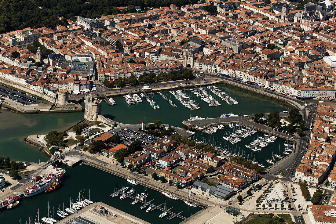 aerial view of the old port, la rochelle, (17) charente-maritime, nouvelle aquitaine