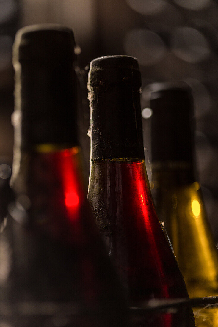 bottles of wine of sancerre, (18) cher, centre - loire valley, france