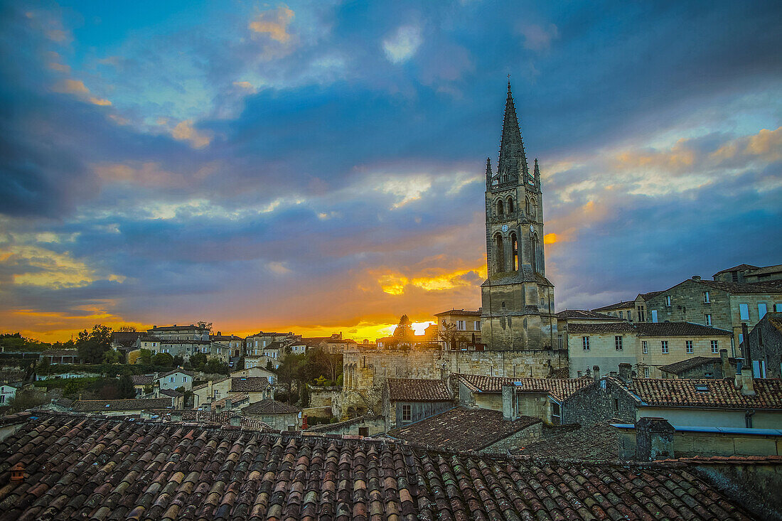 the monolith church and village of saint-emilion, (33) gironde, nouvelle aquitaine, france