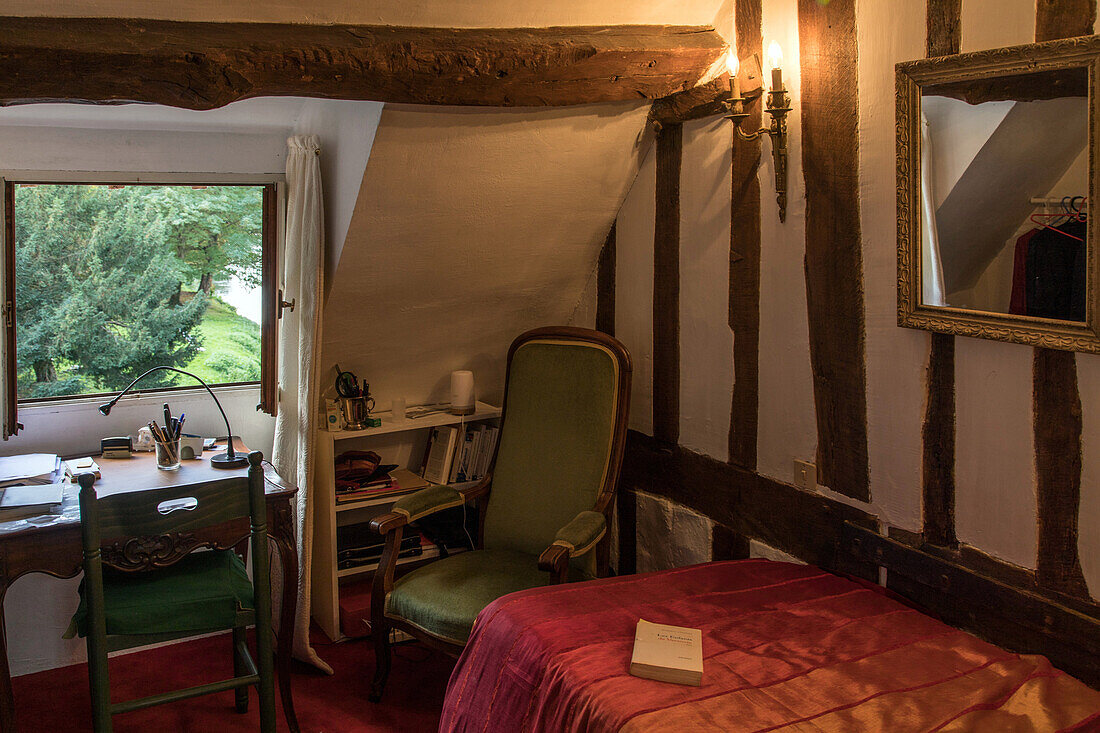 george perec's bedroom at the mill at ande where he stayed for 5 years from 1965 on and where he wrote his book 'the void', ande (27), france