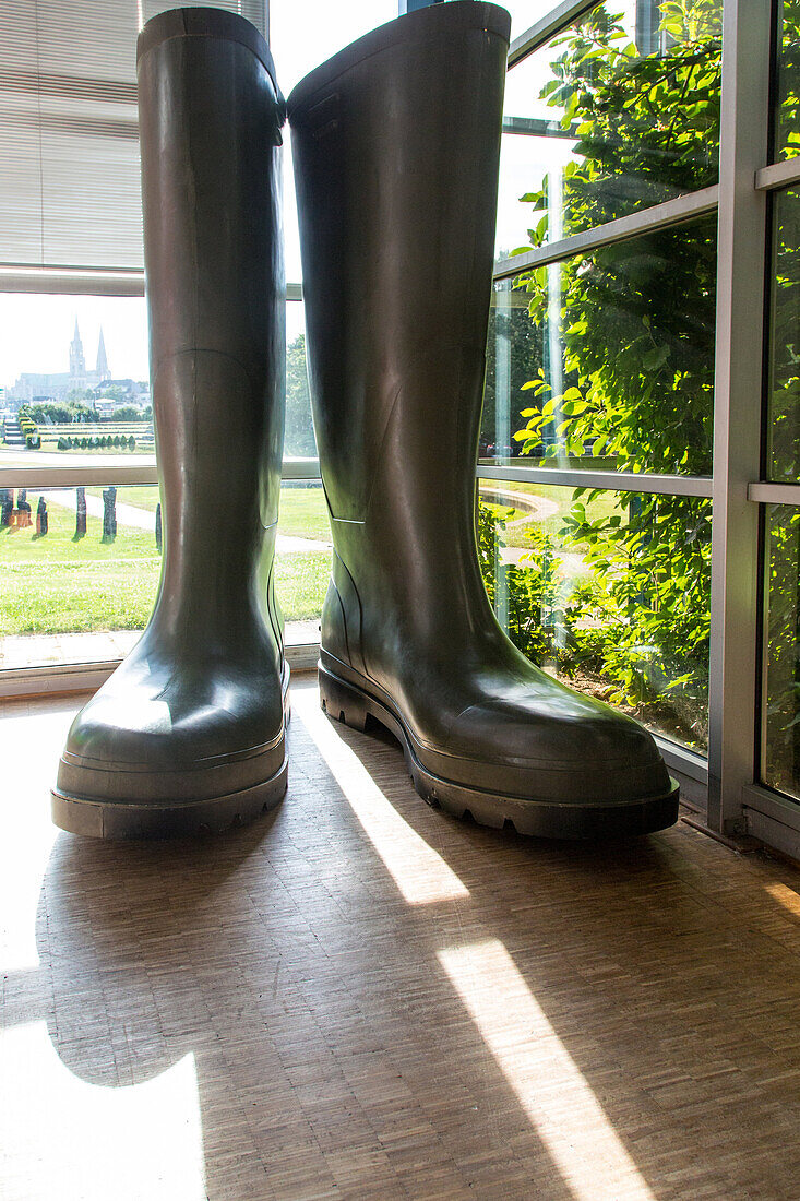 the giant boots at the museum of the compa, agricultural conservatory, chartres (28), france