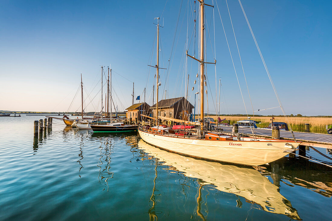 Boote im Hafen, Gager, Mönchgut, Rügen, Mecklenburg-Vorpommern, Deutschland