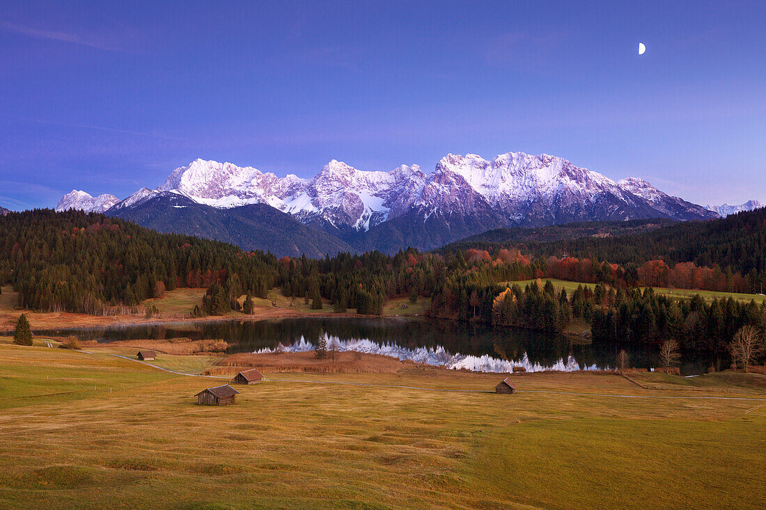 View over Geroldsee to Karwendel, Werdenfelser Land, Bavaria, Germany