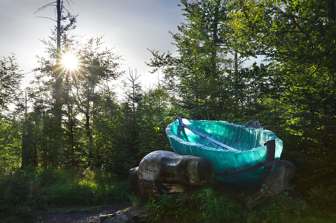 Glasarche Sculpture on the hiking path to the Lusen summit, Bavarian Forest, Bavaria, Germany