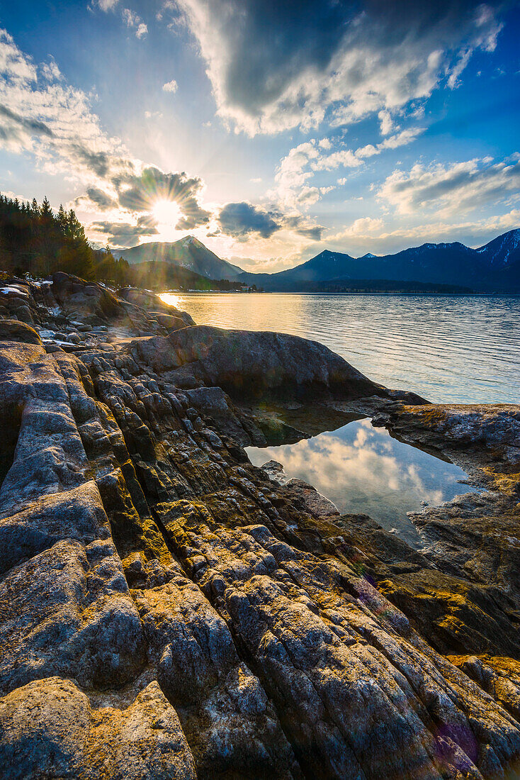 shore in the south of lake Walchensee, Bavaria, Germany